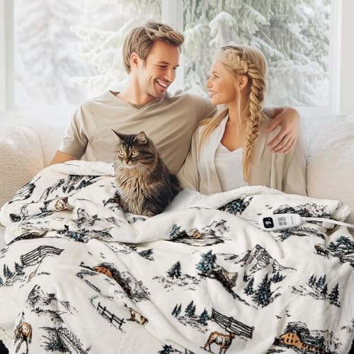 blunique Heated Blanket Throw Electric Blanket – Fast Heating Blanket with 10 Heat Settings & 10 Hours Auto Off, Cozy Soft Fleece Sherpa, Washable, Warm Gifts for Grandma 7