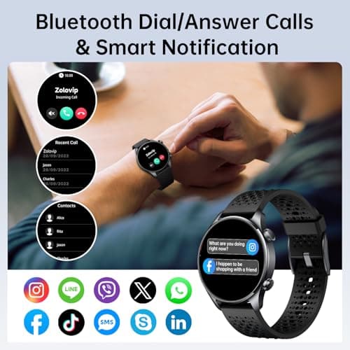 Zolovip Smartwatch for Men with GPS 1.43" AMOLED Display, 3ATM Waterproof Health Watch Heart Rate/Sleep Monitor, 100+ Sport Modes Meditation/Fitness Tracker Watch Compatible with iOS Android, Blue 5