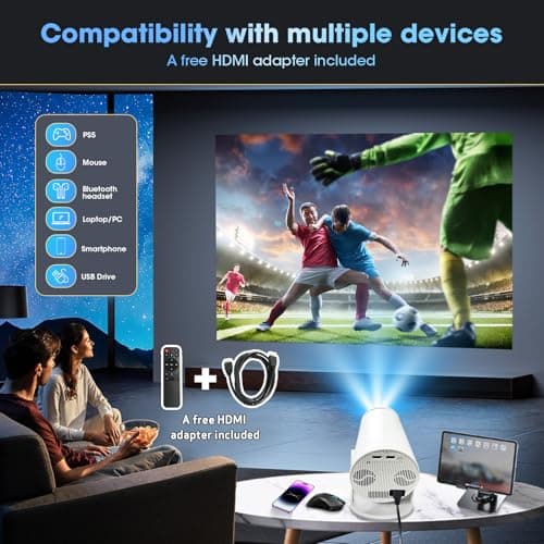 Weelikeit Projector Native 1080P Bluetooth Projector 4K Support, Portable Outdoor Movie Projector, Home Mini Projector with Speaker Compatible with Smartphone,HDMI,USB,AV,Fire Stick,PS5 6