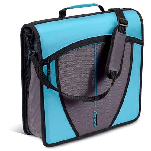 Case-it Mighty Zip Tab School Zipper Binder | 3-Inch O-Rings, 600-Sheet Capacity, 5-Subject Expanding File Folder, Multiple Pockets & Storage Organizer, Shoulder Strap | D-146 Teal