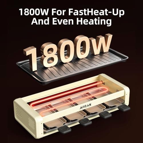 Aoran Electric Smokeless Grill, 1800W Nonstick Indoor Griddle Pan, Multifunctional Skillet for Frying, Baking, Stewing, Easy to Clean, Adjustable Temperature, Family-Sized 19.6'' x 9'' Cooking Area 5