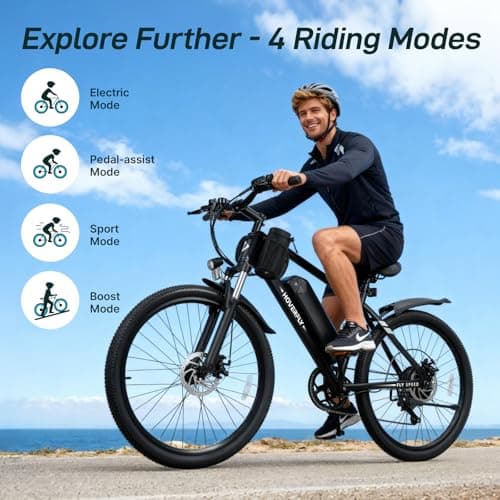 Hoverfly OUREA 26" Electric Bike for Adults, 750W Peak Motor Mountain Ebike, 20MPH Up to 40 Miles, UL2849 Certified, 7-Speed, Removable Battery, Shock Absorber, Fat Tire Commuter E-Bike 5