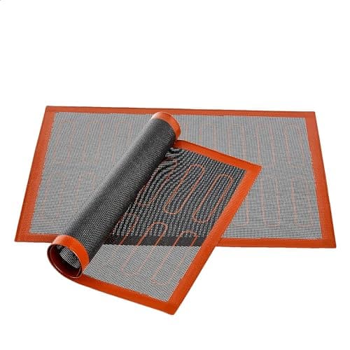 Amazon Basics Non-Stick Silicone Baking Mat, Non-Slip, Heat Resistant, for Dough Rolling, Reusable, Easy to Clean, Rectangular, 15.7" x 11.8", Black/Red/White, 2 Pack 5