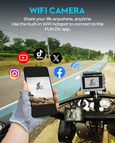 Action Camera 4K30fps with 64G SD Card,HD Waterproof Camera 131ft Underwater Cameras 20MP Pre-recording WiFi Camera 170° Remote Control Sports Cameras with 2 Batteries Helmet Mount Accessories Kits 6