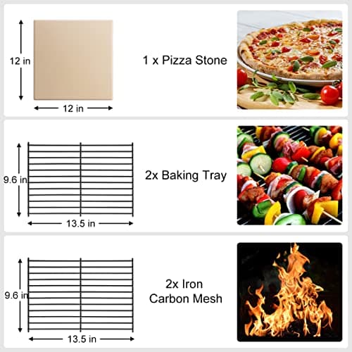 EDOSTORY Outdoor Pizza Oven, Wood Fired for Outside, Patio Maker With Stone, Peel, Grill Rack, and Waterproof Cover for Backyard Camping 5