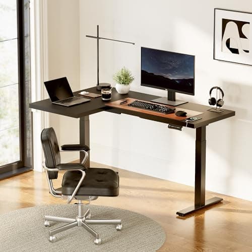SANODESK Dual Motor L Shaped Standing Desk, Corner Height Adjustable Desk Ideal for Gaming, Home Office or Computer Workstation, 71 inch Black