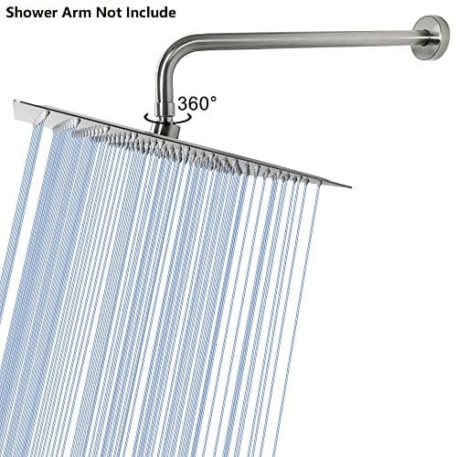 NearMoon Rain Shower Head, High Flow Stainless Steel Square Rainfall Shower, Waterfall Bath Shower Body Covering, Ceiling or Wall Mount (12 Inch, Brushed Nickel) 7