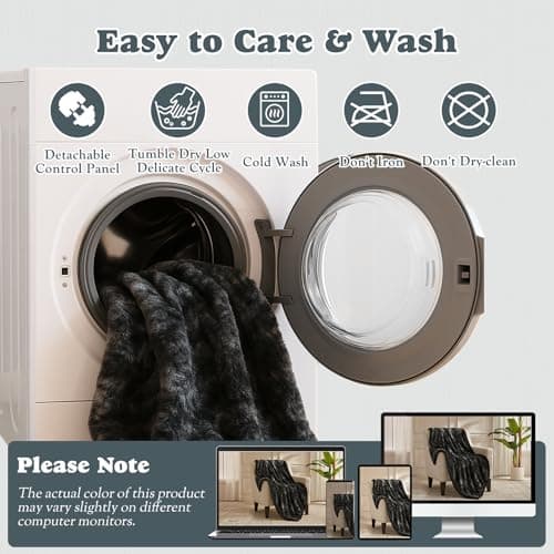 SNUGSUN Heated Blanket Faux Fur & Sherpa Full Size, Safe Electric Blanket ETL & FCC Certified, Soft Warm 6 Heating Levels & 10 Hours Auto-Off, Machine Washable, 72"x84" Dark Grey 6