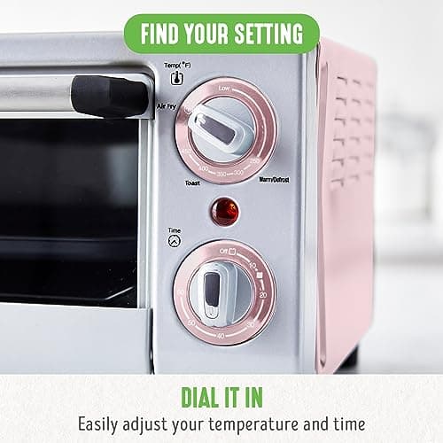 GreenLife Countertop Toaster Oven Air Fryer Stainless Steel, Healthy Ceramic Nonstick, PFAS Free, Tray & Basket, Bake, Broil, Reheat, Adjustable Temp & Time Control, Auto Shutoff, Pink 7