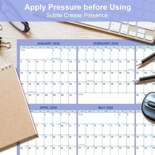 32" x 48" 2026 Wall Calendar, Folded Wet & Dry Erase Wall Calendar 12 Month, Yearly Laminated Wall Calendars, Reversible Annual Planner, Horizontal/Vertical, with Julian Dates 6