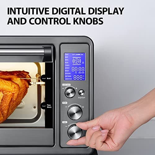 TOSHIBA AC25CEW-BS Large 6-Slice Convection Toaster Oven Countertop, 10-In-One with Toast, Pizza and Rotisserie, 1500W, Black Stainless Steel, Includes 6 Accessories 7