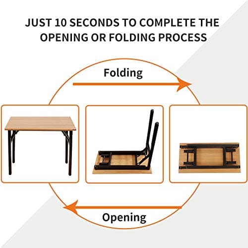 Need Folding Desk Small Desk 31 1/2" No Assembly Foldable Computer Desk for Small Space/Home Office/Dormitory,Teak&Black Frame 3