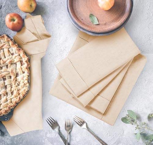 Lightnpro Flax Linen Napkins Set of 12 – Hemstitched Dinner Cloth Napkins, Washable and Reusable Natural Flax Napkins for Dining, Parties, Weddings, Holiday & Everyday Use – 18x18 Inch Natural Color 6