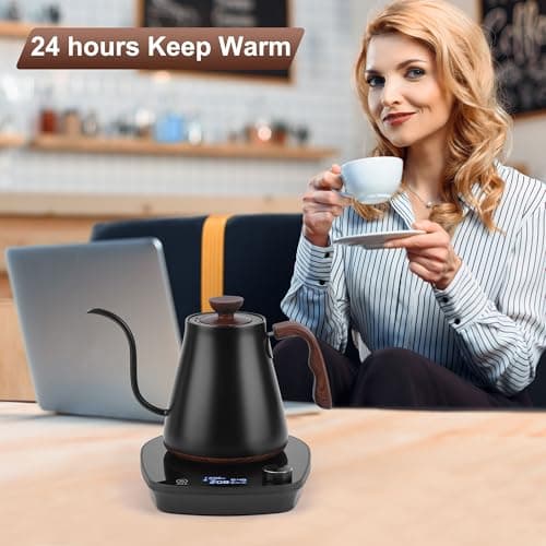 YDDZZM Gooseneck Electric Kettle, Intelligent Temperature Control, Stainless Steel Inner, Quick Heating, for Pour Over Coffee, Brew Tea, Boil Hot Water, 1000W 0.9L Black 6