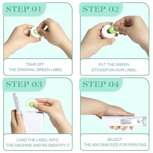 Teyomi Case Compatible with NELKO P21, for NIIMBOT D110, for JADENS D110 Label Maker with 3 Roll Label Tape(Label Paper 1/2" x 1 1/2" (12mm X 40mm))-Hard Shell Storage Bag-Green 6