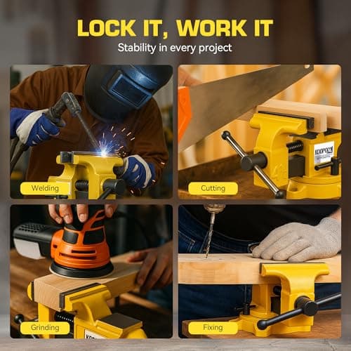 4.5" Bench Vise, Heavy Duty Cast Iron, Rotating Base, Corrosion-Resistant Finish, Ideal for Woodworking, DIY, Welding (4.5") 6