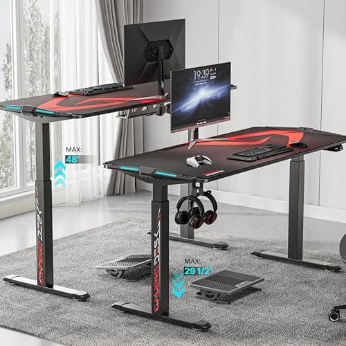 EUREKA ERGONOMIC 65 inch Electric Height Adjustable Gaming Desk Standing Desk, Large Computer Table with RGB LED Lights and Extended Gaming Mouse mat for Gaming and Home Office,Black 7