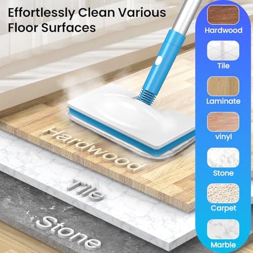 Czlife Z7 Steam Mop for Floor Cleaning, 13-in-1 Handheld Steam Cleaner for Home Tile Grout Hardwood Laminate Furniture Couch Clothes Carpet, Multi-Purpose Floor Steamer Machine, Corded (Blue) 6