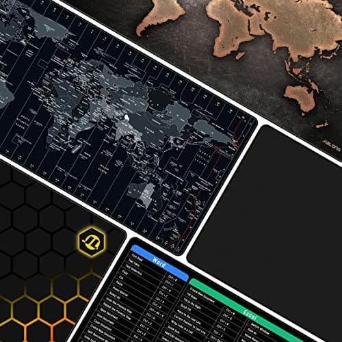 JIALONG Large Gaming Mouse Pad Extended Desk Mat XXL Mousepad with Non-Slip Keyboard Pad for Office Laptop, Computer and PC - 35.4 x 15.7 inches World Map 6