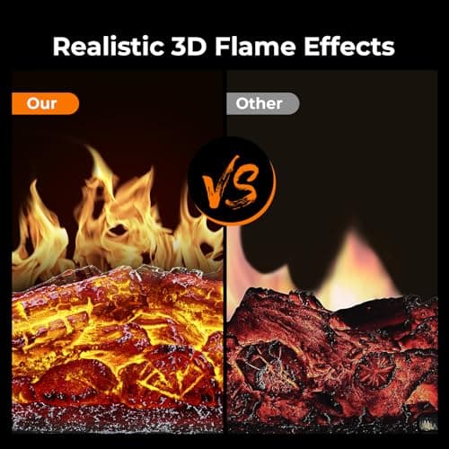 Havato Electric Fireplace Log Set Heater, 21" Vintage Design Portable Freestanding Fireplace Log Heater, Realistic Flames, Overheated Protection, Realistic Ember Bed for Home and Office, 750W/1500W 7