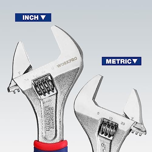 WORKPRO 6-inch Adjustable Wrench, Wide Jaw Opening Wrench with Rubber Anti-slip grip, Metric/SAE Scales, Premium Cr-V Steel, Chrome Plated 5