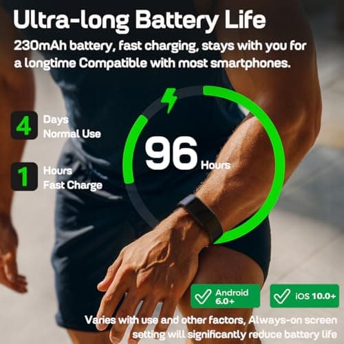 FITVII Slim Fitness Trackers, Fitness Watch with 24/7 Heart Rate, Blood Pressure, Blood Oxygen, Stress Monitor, AMOLED Activity Tracker Step Calorie Counter, IP68 Waterproof Smart Watch for Women Men 7