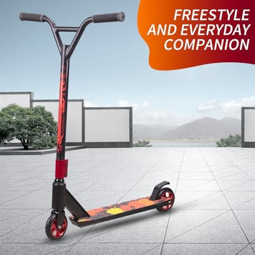 MEE GOO Pro Freestyle Stunt Scooter Trick Scooter Lightweight Alloy Deck with Aluminum Alloy Wheel Frame Bearing Up to 220 LB for Intermediate and Beginner Skate Park ABEC-10 Bearings (Red) 7