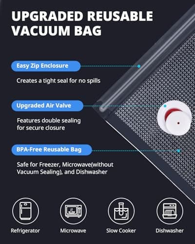 AIRMSEN Handheld Vacuum Sealer with 11 PCS Reusable Sous Vide Bags and 2 PCS Vacuum Wine Sealer, Compact Vacuum Sealer Machine for Food Storage 6
