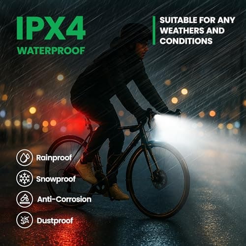 Nagevsem Bike Lights Set of 3 pcs w/Bicycle Bell - LED Super Bright - Rechargeable USB-C Headlight Front & Back Light for Night Riding in Mountain - Gift for Men Women Boys Kids Black 7