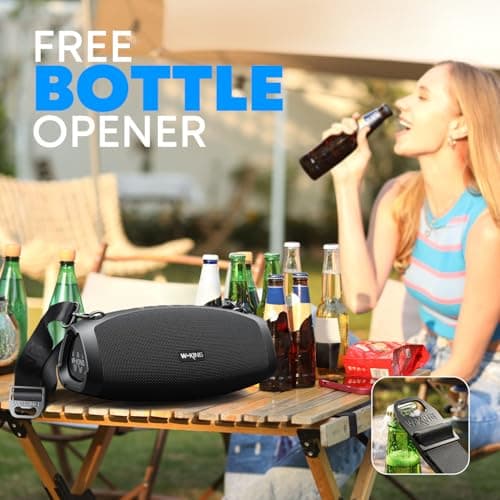 W-KING Bluetooth Speaker, 120W Max Loud Portable Speakers Bluetooth Wireless Boombox, IPX6 Waterproof Party Large Outdoor Speaker, 70W Triple Passive Radiators- Deep Bass/Subwoofer*2, 42H, TF, AUX, EQ 5
