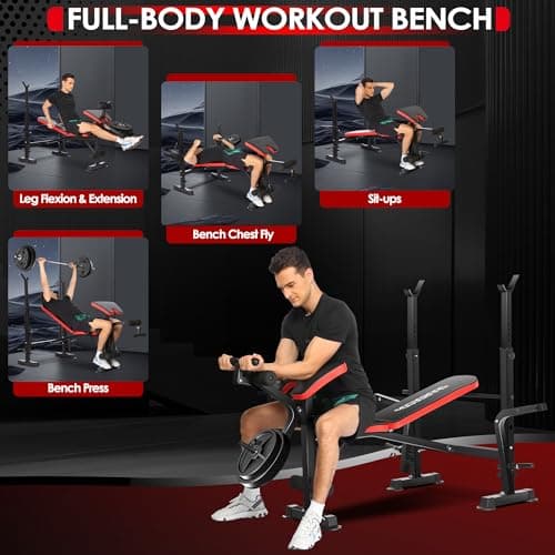 OPPSDECOR 900LBS All in One Weight Bench Set with Squat Rack Adjustable Workout Bench with Leg Developer Preacher Curl Rack Fitness Strength Training Bench for Home Gym 5