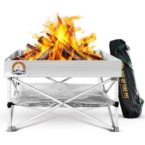 Fireside Outdoor Portable Fire Pit for Camping, Portable Fire Pit Grill for Backyard, Outdoor Firepit with Heat Protect, Camping Firepits, Standing Bonfire Outside for Backyard, 8 lb Weights - 24 inch