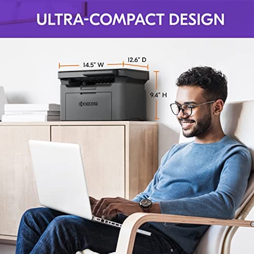 KYOCERA MA2000w Multifunctional Monochrome Laser Printer (Print/Copy/Scan), 21 ppm, Wireless & USB 2.0, 600dpi, 2 Digits LED Display, 150 Sheet Capacity, ID Card Copy, 50 Sheet Output Tray, 64MB 9