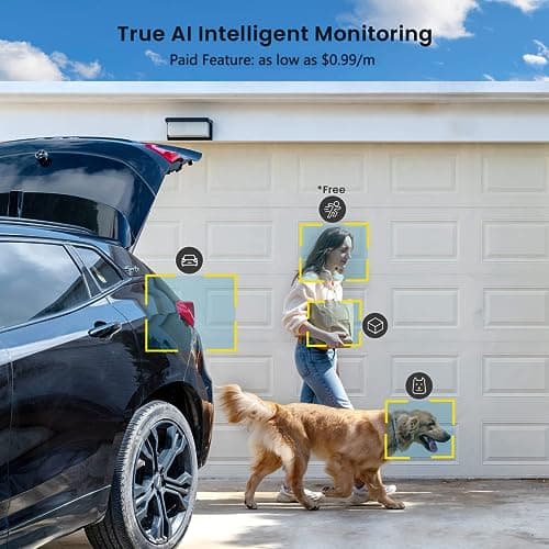 ieGeek Security Cameras Wireless Outdoor, 2K Solar Camera Security Outdoor with Spotlight & Siren, AI Detection Wireless Cameras for Home Security, 3MP Color Night Vision/2-Way Talk/Works with Alexa 6