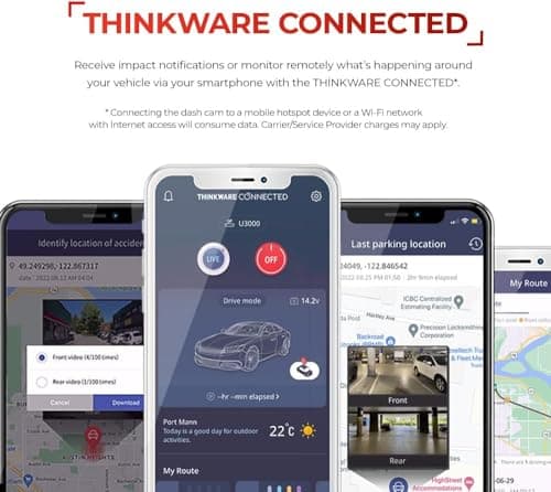 Thinkware U3000 4K Front Dash Cam with Sony STARVIS 2 Sensor, Built-in Radar Parking Mode, Super Night Vision 4.0, Dual-Band Wi-Fi, GPS, HDR, ADAS, Bluetooth, Supports Up to 512GB microSD 5