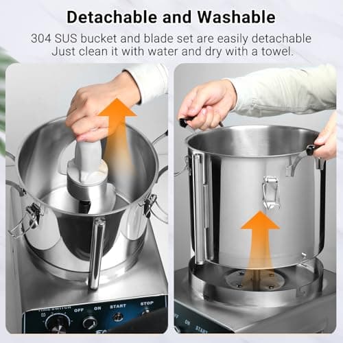 Hehinton 110V Commercial Food Processor 15L/3.96GAL, 1400W Powerful Food Chopper with 2 Extra S-Curve Blades, Multi-functional Processor [Chop, Mince, Puree] for Vegetables, Meat, Grains, Nuts 5