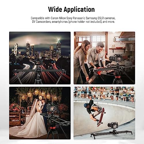 NEEWER 31.5 inches / 80 cm Carbon Fibre Camera Slider, Dolly with Thicker Tube and More Stable Support, 4 Precise Smooth Bearings and Levelling for DSLR Camera Camcorder, max Load 8 kg, CS80 cm 7