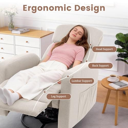 Korser Power Swivel Recliner Chairs for Adults, Electric Glider Rocking Chair Nursery, Glider Recliner Nursery Chair with Classified Side Pocket, Nursery Rocking Chairs with USB and Type-C Ports 5