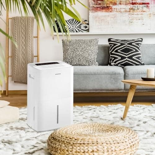 Amana 50-Pint Portable Dehumidifier with Pump for Basement, Garage, Living Room, Attic, 115V, with Auto-Shutoff and Timer, Energy Star, White 2