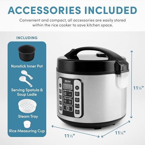 Aroma Housewares AROMA® Professional 20-Cup (Cooked) / 5Qt. Digital Rice Cooker, Steamer, and Slow Cooker Pot with 10 Smart Cooking Modes, Including Sauté-then-Simmer® 7