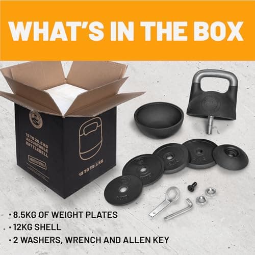 Adjustable Kettlebell Set [Bells of Steel] Kettle Bell Weight Set, Steel Shell, Internally-Loaded for Full Body Workouts, Competition Standard 35mm Handle 5