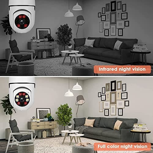 2Pcs Light Bulb Security Camera 2.4GHz & 5G WiFi Outdoor, 1080P E27 Light Socket Security Camera, Indoor 360° Home Security Cameras, Full Color Day and Night, Smart Motion Detection (2PCS, Support 5G) 5