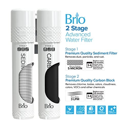 Brio 520 UV Self-Cleaning Bottleless Water Cooler Dispenser, UL Certified | Built-in 2 Stage Filtration (2 Free Replacement Filters Included) Reduces PFAS & Microplastics | 3 Temp (Hot Cold, Room) 7