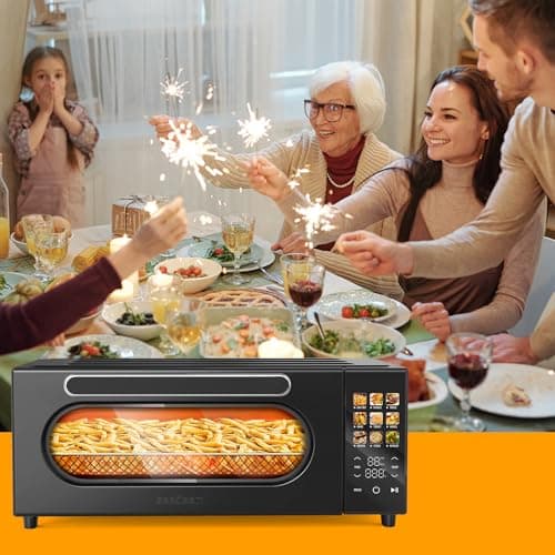 SEEDEEM 10-in-1 Air Convection Toaster Oven, 15L Convection Toaster Oven Cooker with Color LCD Display and Touch Screen, Toaster, Air Fryer, Dehydrate, 4 Accessories Included, 1800W, Black 7