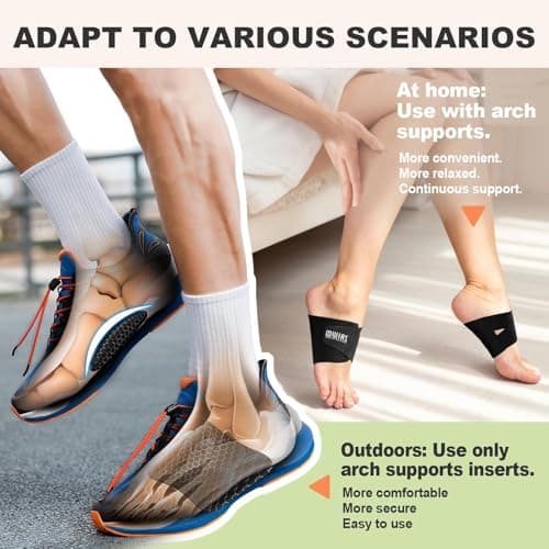 ZAIWOO Wearable Arch Support Inserts for Women & Men – 2 Adjustable Heights, Non-Slip Breathable – Plantar Fasciitis Relief Arch Band for Flat Feet, High Arches 6