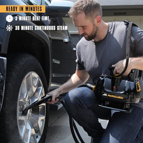 McCulloch MC1270 Portable Power Steam Cleaner, 30 Minute Runtime, 16 Accessories: Mop Head, Brushes, & More - Built for Home, Tile, Grout, Carpet, Furniture, & Personal Car Detailing 5