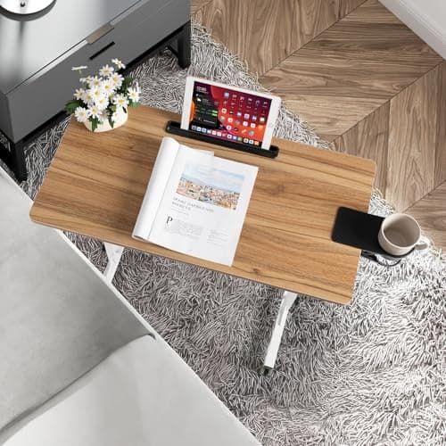 SIDUCAL Portable Standing Desk Adjustable Height, Mobile Stand Up Desk with Wheels, Small Computer Desk for Walking Pad, Rolling Desk for Standing or Sitting, Vintage Oak 7