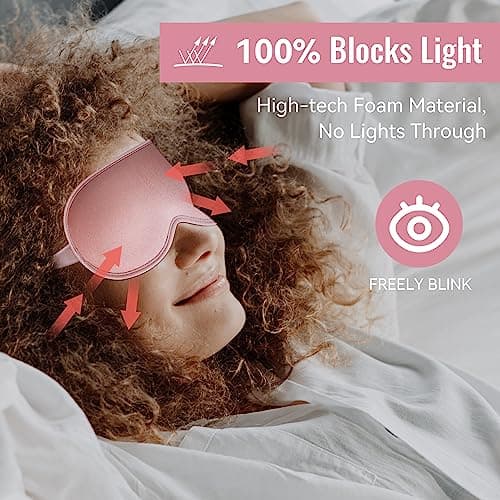 Sleep Mask,Upgraded 3D Deep Contoured Eye Mask for Sleeping,No Pressure Eye Covers 99% Block Out Light Eye Mask with Adjustable Elastic Strap for Sleeping, Yoga, Traveling (1pc,Pink) 6