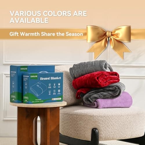 EDENLUNE Heated Blanket Throw Electric Blanket 50''x60'' Heating Blanket with 9 Heating Levels 10 Timer Modes Auto-Off Fast Heating Overheat Protection ETL Certified Machine Washable Gift 8