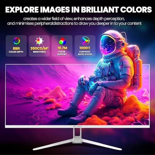 CRUA 34'' Ultrawide Gaming Monitor 120HZ, 21:9 WFHD 2560X1080 IPS Panel Computer Monitors with Built-in Speakers, Support AMD FreeSync, 120% sRGB, DP1.4 & HDMI1.4, Wall Mountable Installs-White 5